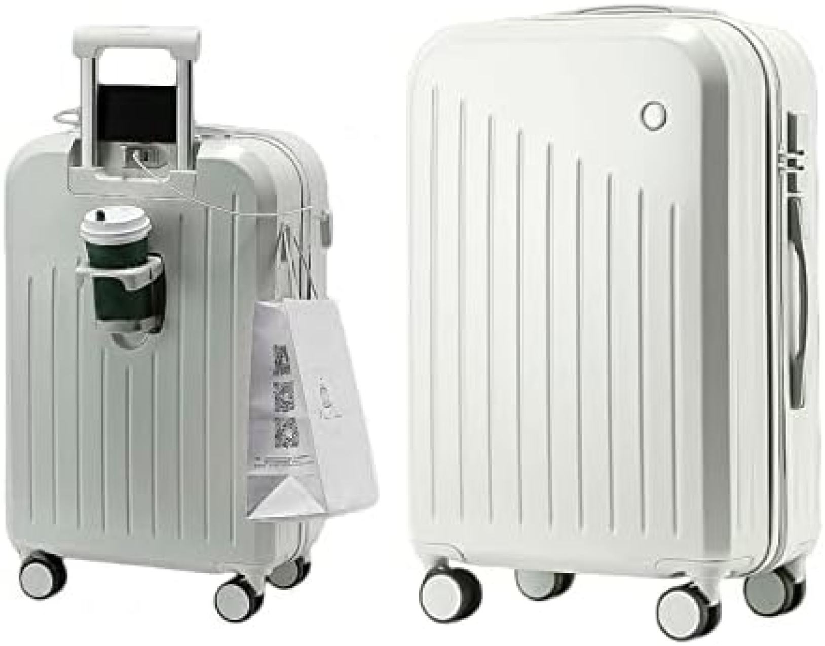 スーツケース キャリーバッグ キャリーケース 機内持込 軽量 USB充電口 大型 大容量 静音 多機能 ダブルキャスター 耐衝撃 360度回転 ダイヤル式ロック 旅行 (S ホワイト) 3-5泊用｜Libre777 10,301円