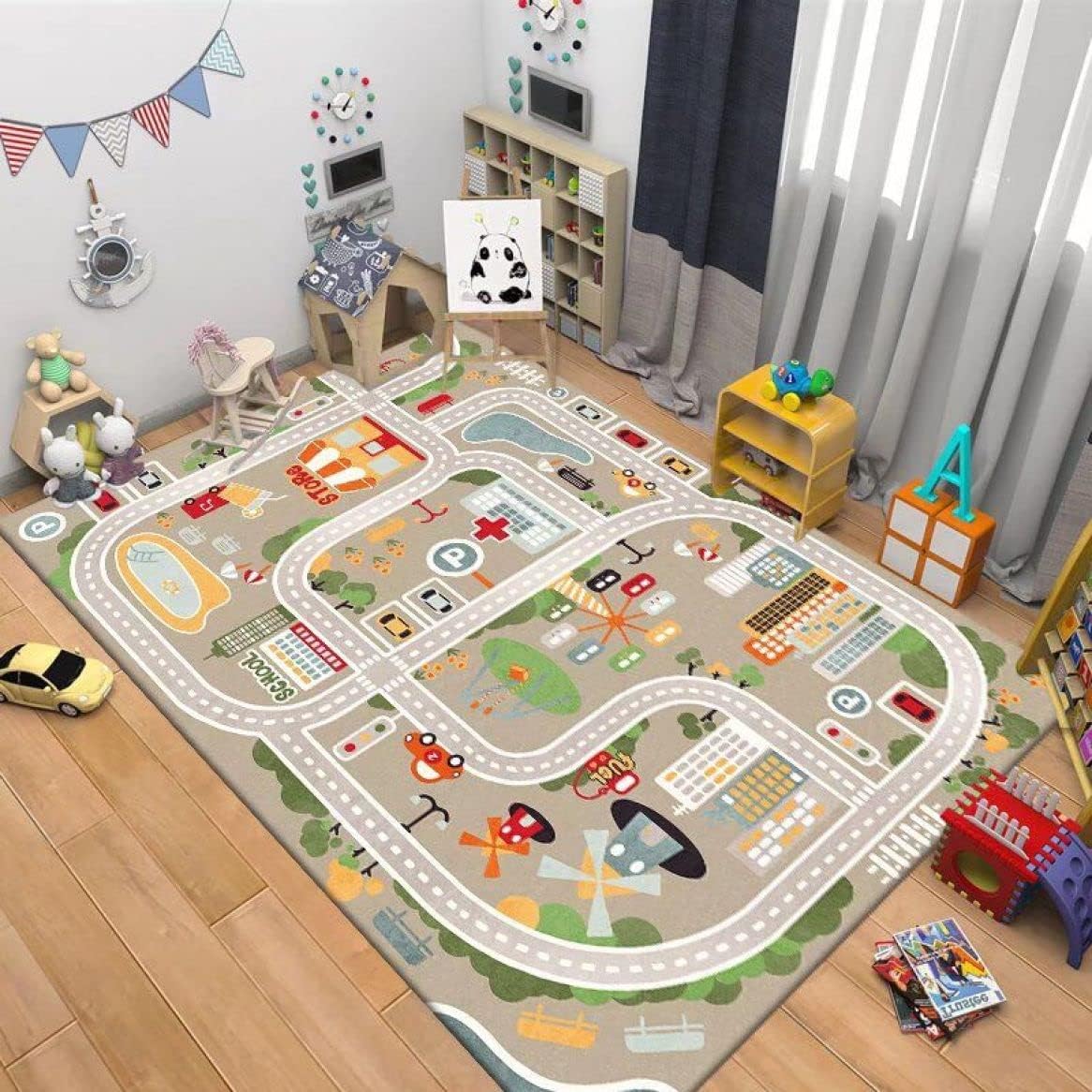 子供ゲームパッド 遊びマット 道路交通 120*160 ロードマップ プレイマット カーペット 防音 防汚 洗える 抗皺不熱 洗える 床暖房対応 ベビーや子供の部屋 早期教育 カラー 保育園 幼稚園