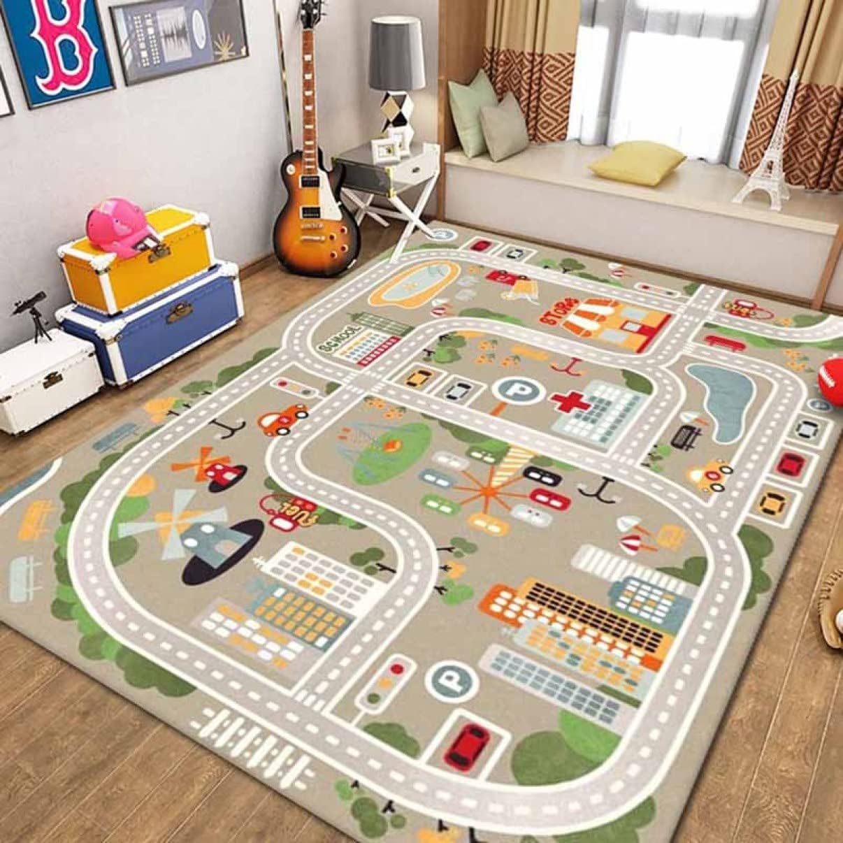 プレイマット キッズ 160*230CM ベビー 滑り止め 出産祝い ゲーム ラグ ロードマップ 地図 マップ 赤ちゃん 長方形 北欧 プレゼント カラー 道路ラグ 数字柄 おしゃれ キッズルーム ロ