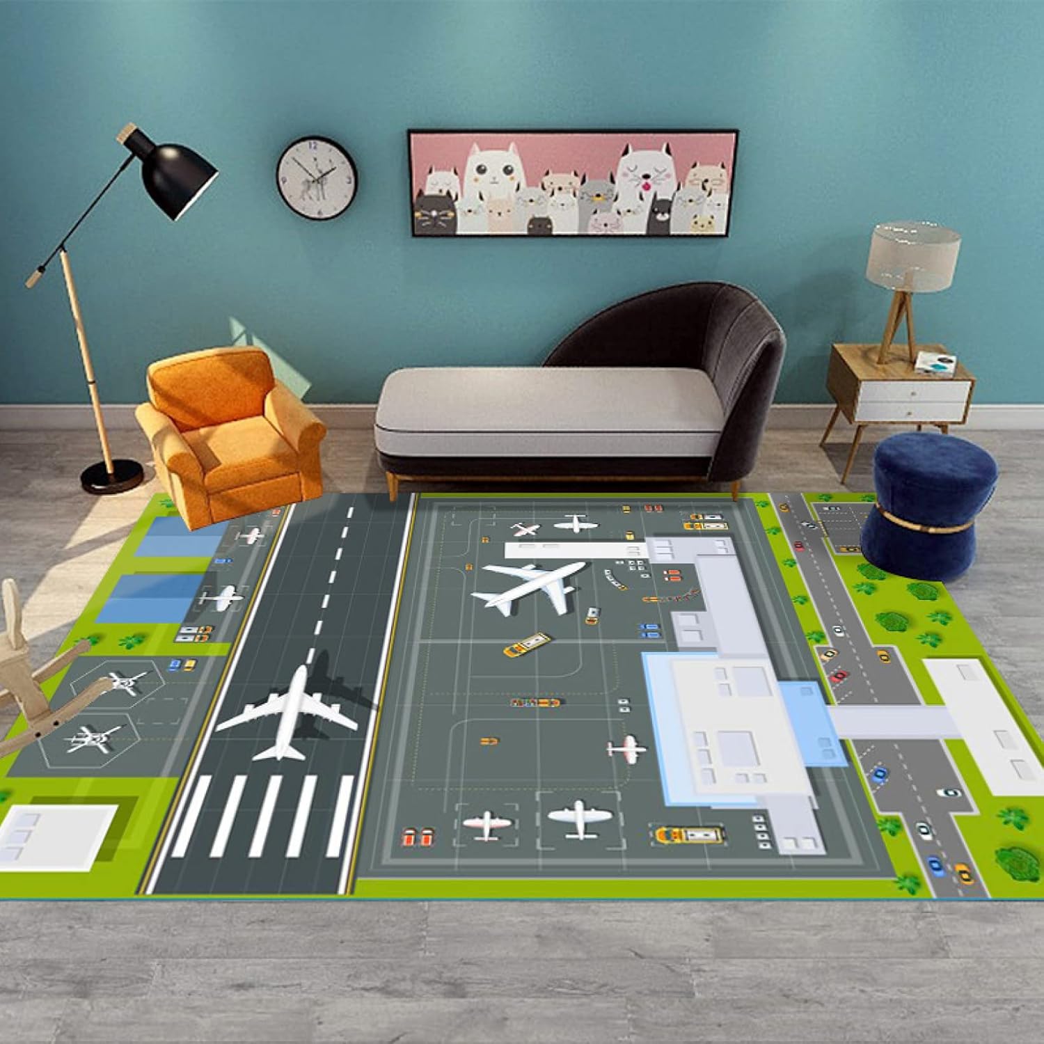 キッズマット ラグ 子供 カーペット プレイマット 道路 ロードマップ 120*160cm 地図マップ 知育玩具 子供部屋 ベビー 色 知育 フロアマット 滑り止め 優しい肌触り キッズ ラグ 線路