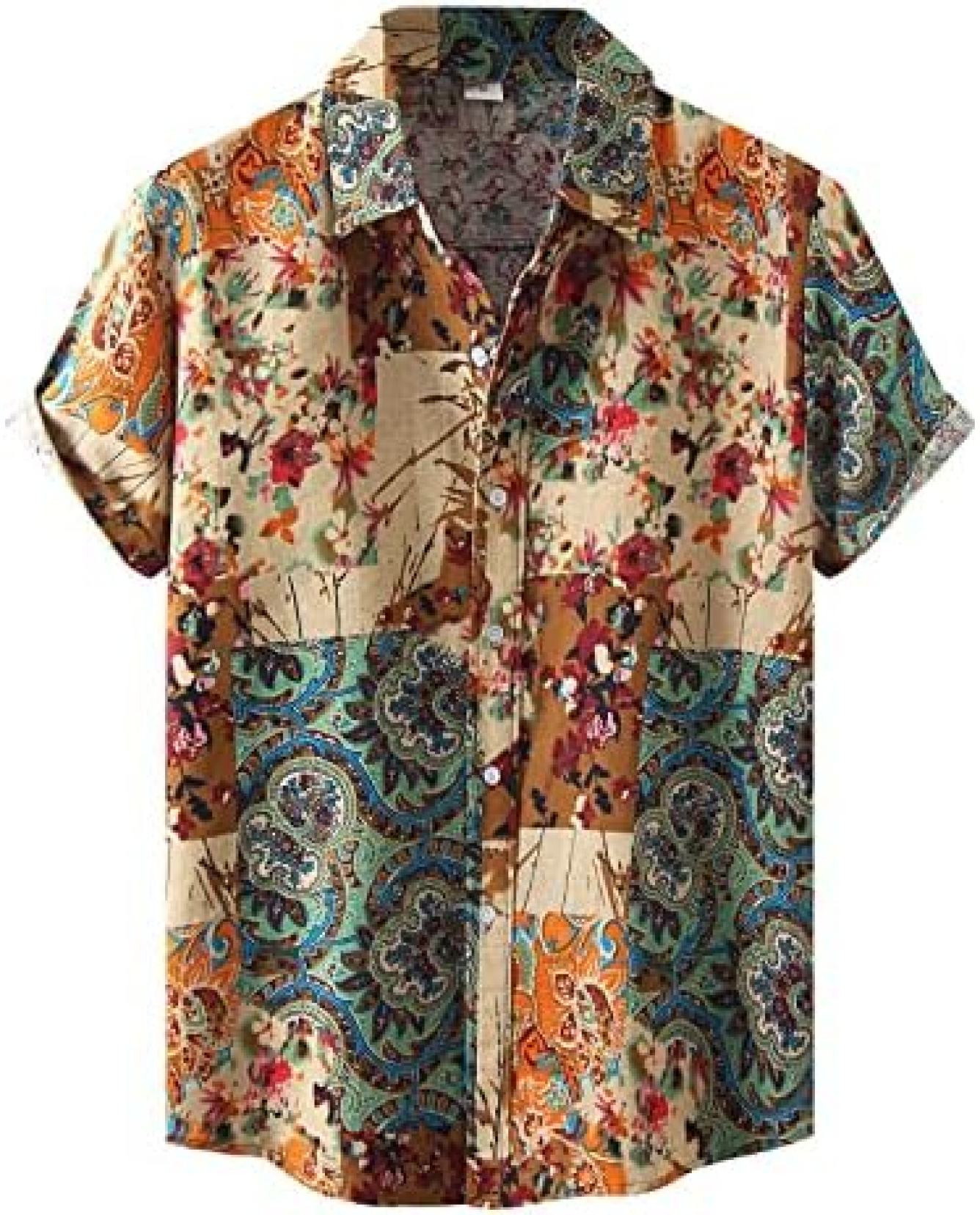 アロハシャツ メンズ 半袖 夏服 Yシャツ 今めかしい 総柄プルオーバー 刷り上げるプルオーバー 心地よい 気が大きい大きさ 砂浜プルオーバー 名取り草落ちこむ 開襟プルオーバー オシャレ