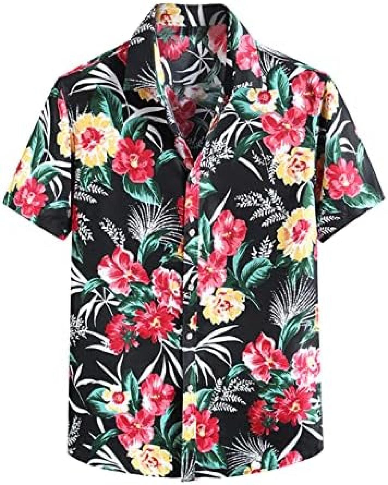 開襟シャツ メンズ 半袖 シャツ アロハ風 植物柄 半袖シャツ ビーチ風 花柄 総柄 プリントシャツ ハワイ風 春夏 大人 カジュアル ビーチシャツ 日常着 大きいサイズ L-5XL