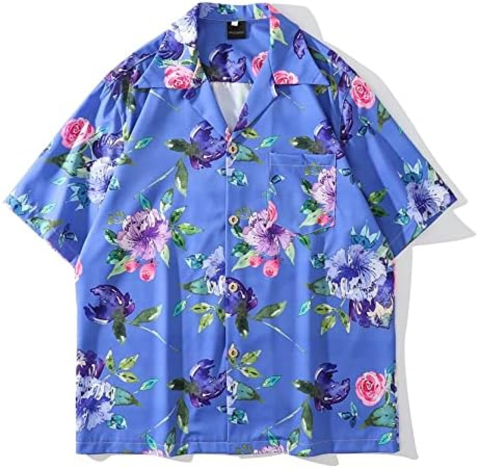 花柄プルオーバー ハワイアン アロハシャツ 夏用 薄っぺら 総柄 半袖プルオーバー メンズ 厚地の外套 開襟 シャツアウター キューバ共和国プルオーバー 軽さ 心地よい 砂浜プルオーバー 原宿系 通い アウトドア もの柔らか 吸汗速乾 好いたらしい