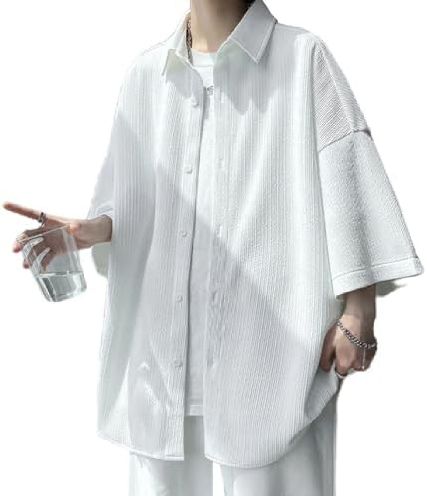 【楽天市場】夏服 シャツ メンズ 七分袖 ゆったり シャツ半袖 オーバーサイズシャツ 大きいサイズ 吸汗速乾 快適な軽い 無地 夏 半袖 ...