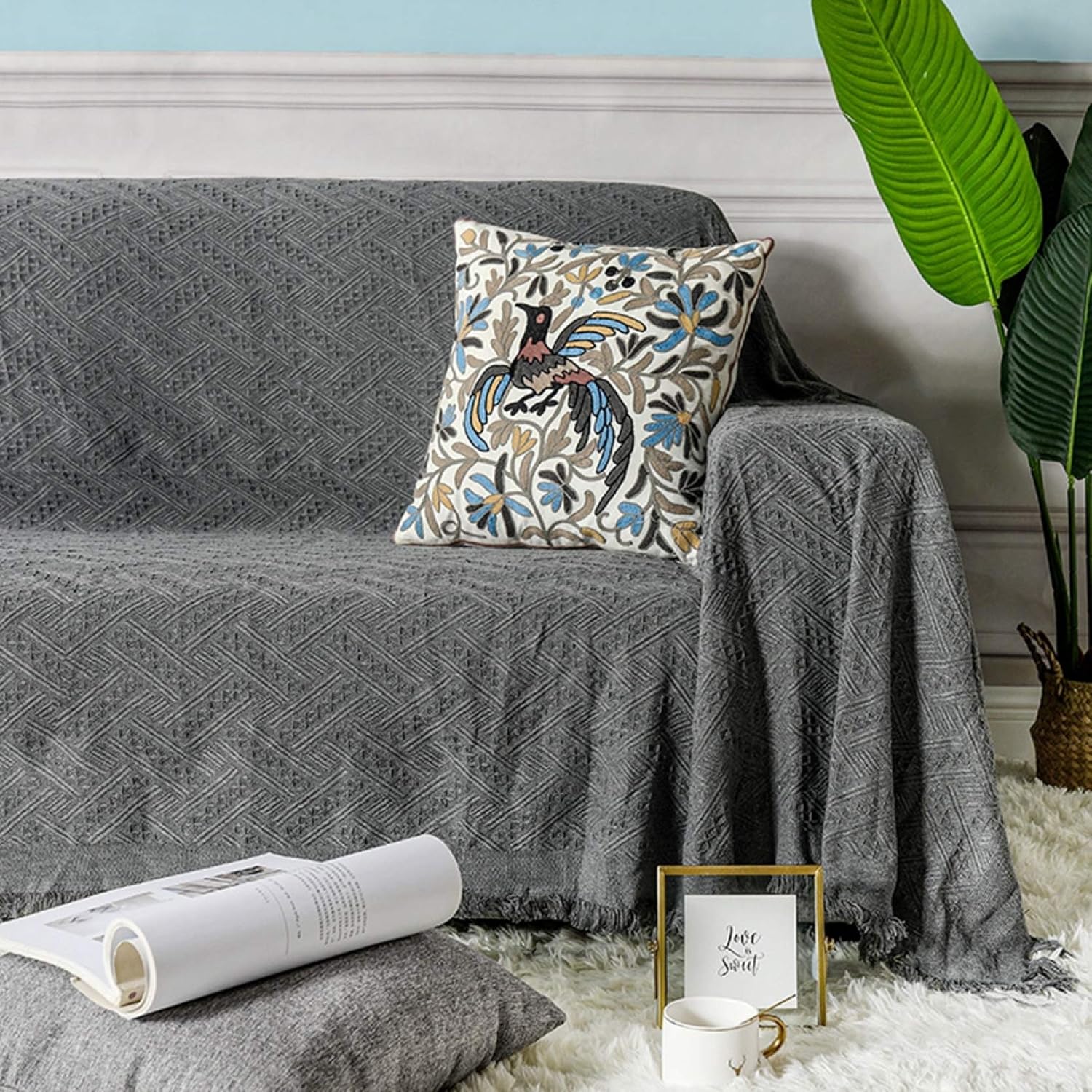 Jacobs Wool ヤコブウールブランケット グレー 膝掛け ソファーカバー