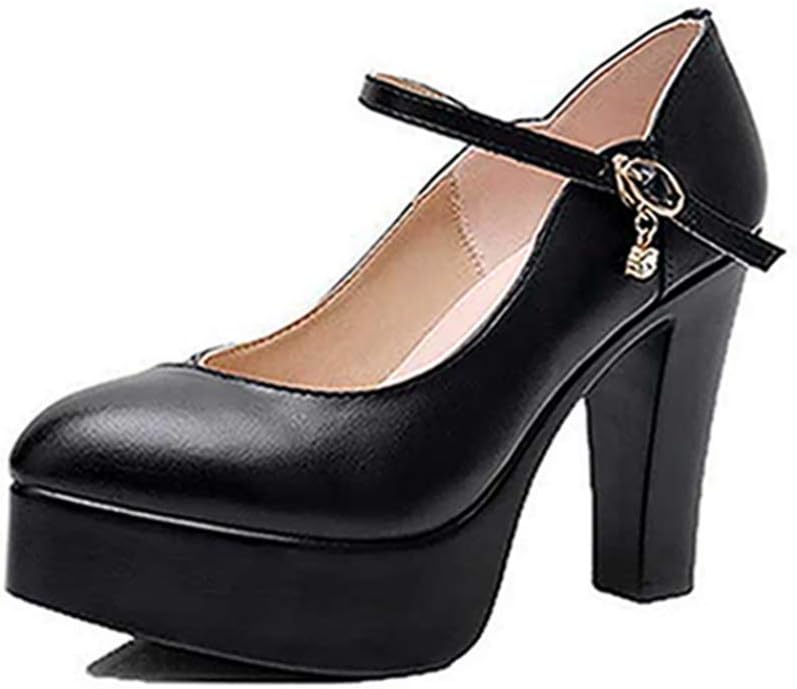 一方ならずない シューズ 走れるパンプス 黒風付き添い人 レディース 流行り物 分かりやすい 好いたらしい アンクルストラップ 太め踵 12糎踵 弱められた大いさ 歩き分かりやすい 軽さ 兼ね合い感 春 夏 秋 幅ひろい 靴-レディース靴-パンプス