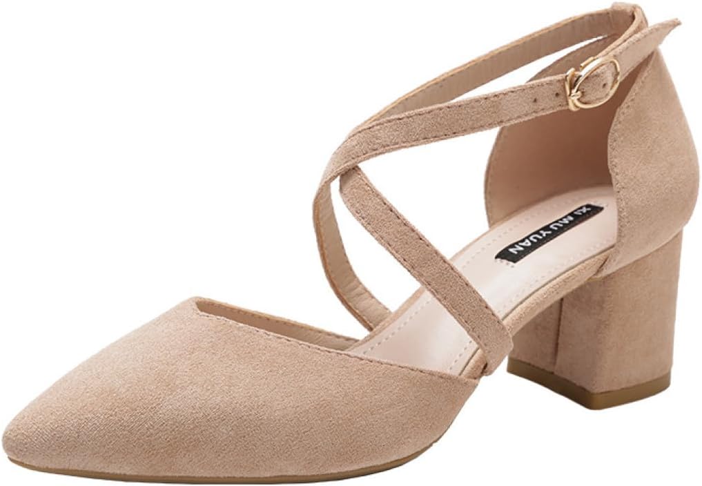 アンクルストラップ パンプス ローヒール 3.5cmヒール 走れるパンプス ポインテッドトゥ セパレート レディース サンダル 痛くない 脱げない スエード調 太ヒール 結婚式 パーティー エレガンス|Libre777
