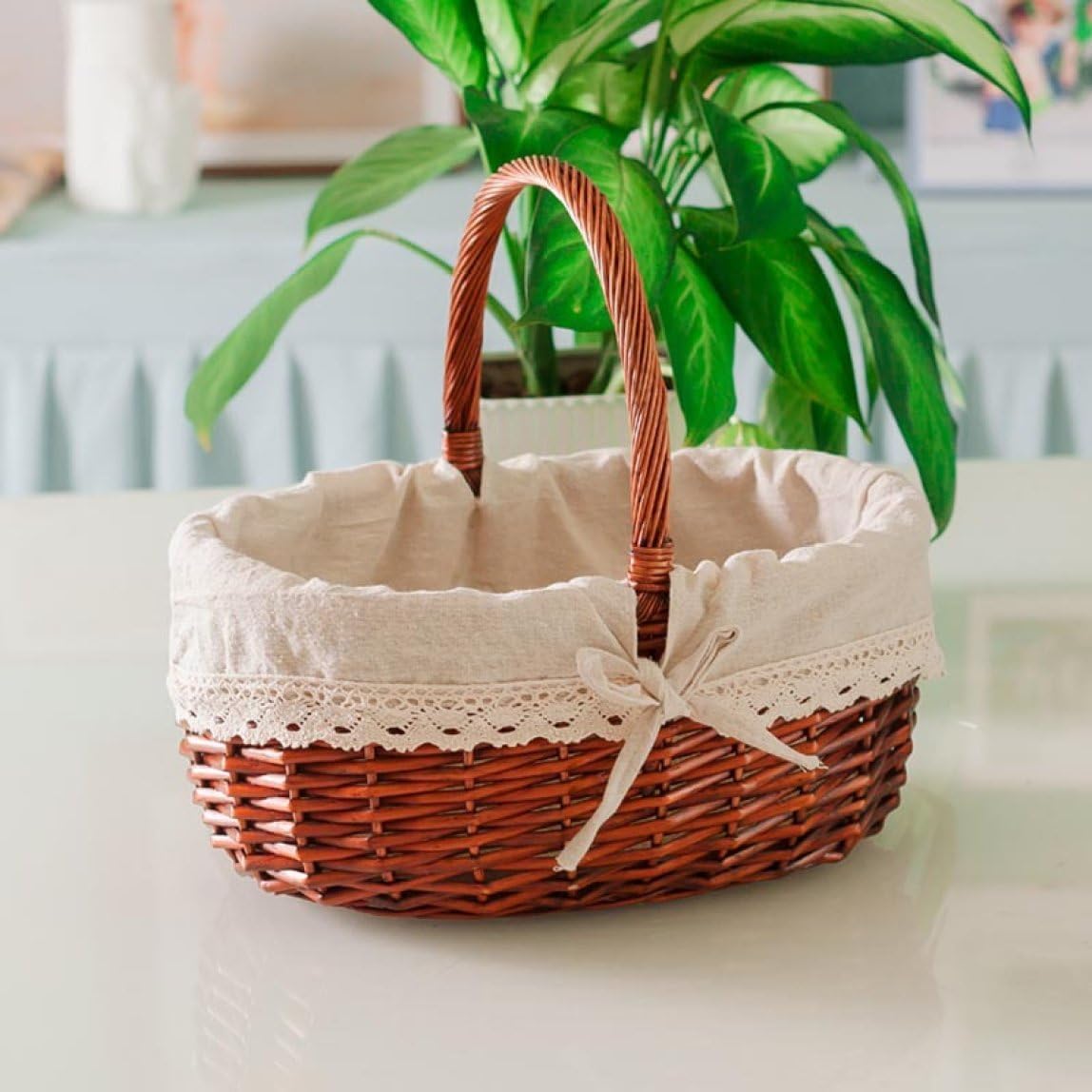 かご バスケット キッチン収納 収納用品 編み 持ち手付き 収納ボックス ピクニック バスケット 北欧風 雑貨収納 S 小物収納 おしゃれ ブラウン2 メイク かごバッグ 籐 生理用品 収納 メイクボ