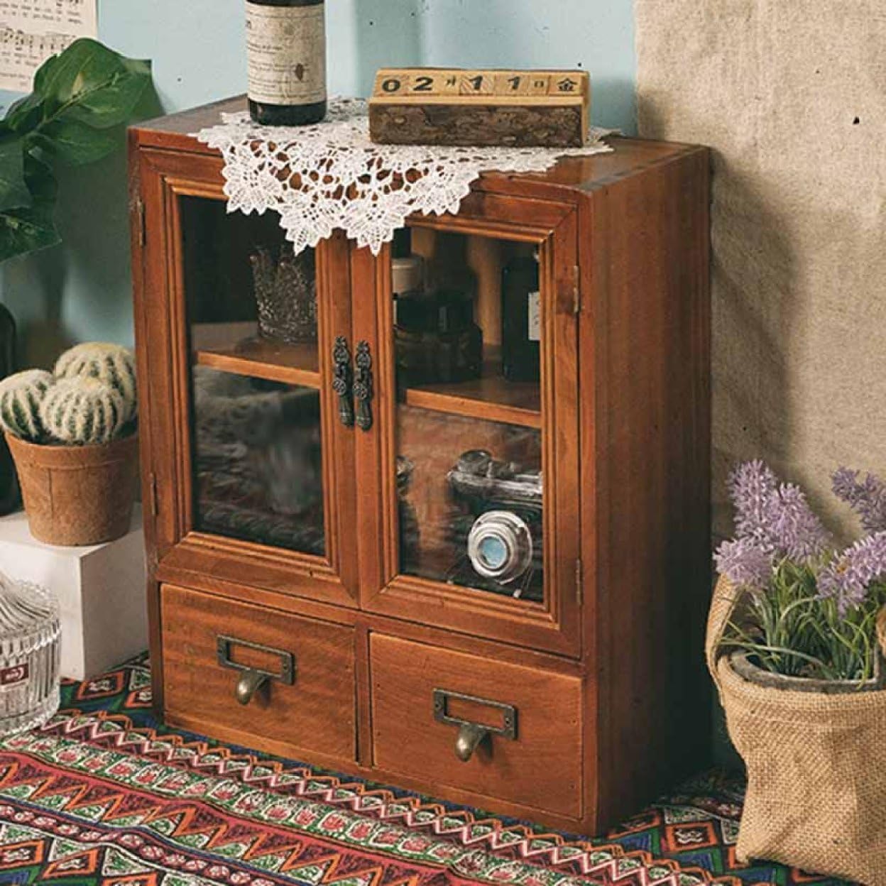 楽天市場】収納キャビネット 扉付き ミニ 卓上 木製 小物入れ スタイル