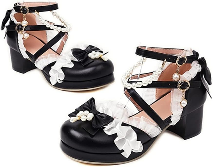 疲れない パンプス 靴 レディース チャンキーヒール ミドルヒール 痛くない パンプス 厚底 5cmヒール 5センチ 脱げない 幅広 甲高 安定 パーティー 前厚 パンプス 歩きやすい ストラップ ド｜Libre777