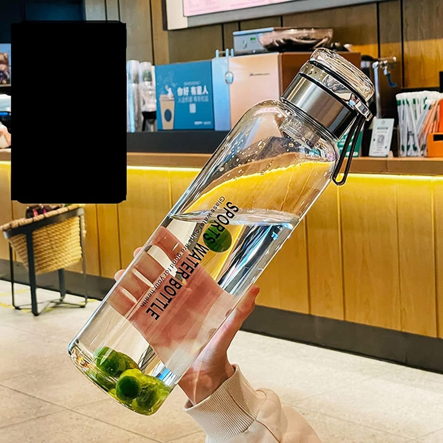 水筒 1リットル/1.5リットル/2リットル 茶こし ウォーターボトル ガラス水筒 クリアボトル 直飲み 大容量ボトル 持ち運び便利 水分補給 耐衝撃性 スポーツ 運動用 手提げ クリアボトル 日常的