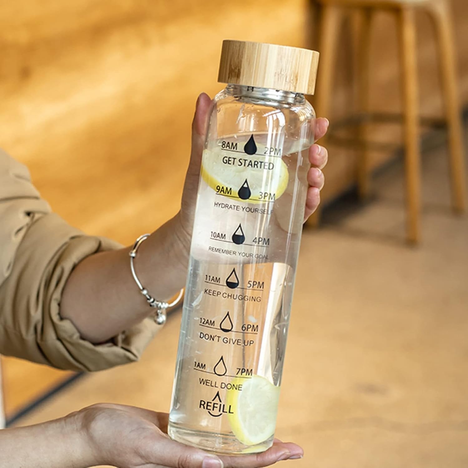 1000ml 硝子瓶 お水瓶 一時停止目じるし 吸い筒 せつ然たる瓶 直飲み 耐熱 水瓶 竹の蓋 洗い分かりやすい 耐久性 体育館 アウトドア 着飾る 運動すること用 夏用 旅する 駈けっくら