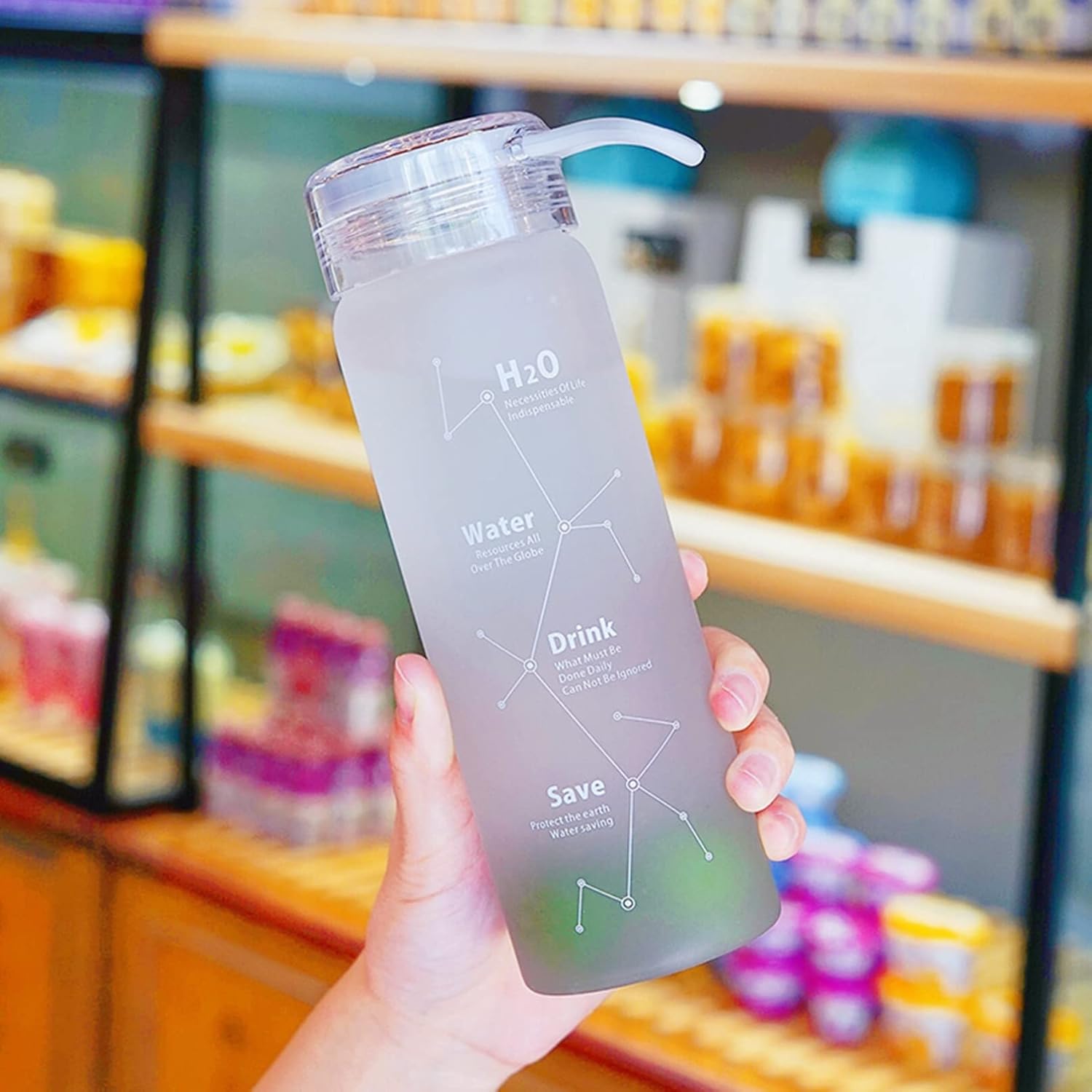 ウォーターボトル 420ml 500ml ガラス水筒 耐?ガラス すりグラス 耐熱100度 マット生地 水分補給 持ち運び便利 耐衝撃性 洗いやすい 夏用 旅行 ジム スポーツ 食洗機対応 ピンク ブ