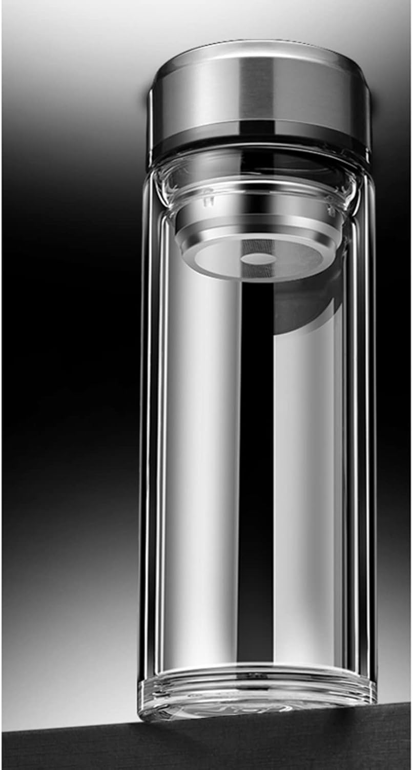 硝子瓶 1L 800 600 500ml 二重硝子 吸い筒 直飲み 耐熱 水瓶 茶こし 茶漉し お茶入 大電気容量 ケイ素樹脂 ステンレス鋼 押しかぶせる付き添い人 手提げ 洗い分かりやすい 耐久性 運動競技 運動すること