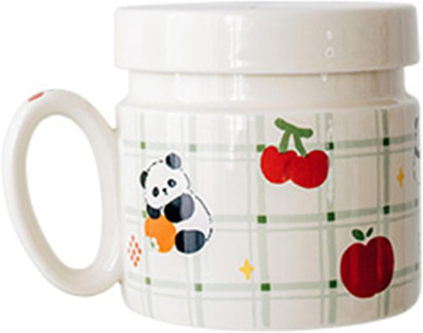 パンダ柄 マグカップ 陶器 380ml 蓋付き 可愛い おしゃれ 耐冷 耐熱 コーヒー ミルク 紅茶 水 食器 朝食 オフィス 家庭用 誕生日 クリスマス ギフト プレゼント ウォーターカップ ティー
