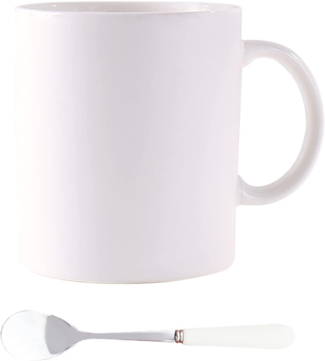 マグカップ 陶器 420ml 白色 スプーン付き クリスマス ギフト カップル ホーム オフィス コーヒーショップ 喫茶店 人気 ご夫婦 結婚記念日 新築祝い 女性 男性 可愛い エスプレッソカップ