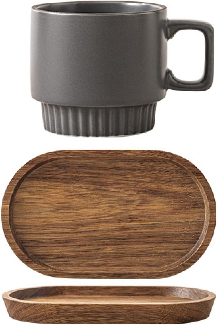 マグカップ 陶器 350ml 深灰色 無地 トレイ付き クリスマス ギフト カップル ホーム オフィス コーヒーショップ 喫茶店 人気 ご夫婦 結婚記念日 新築祝い 女性 男性 可愛い エスプレッソカ