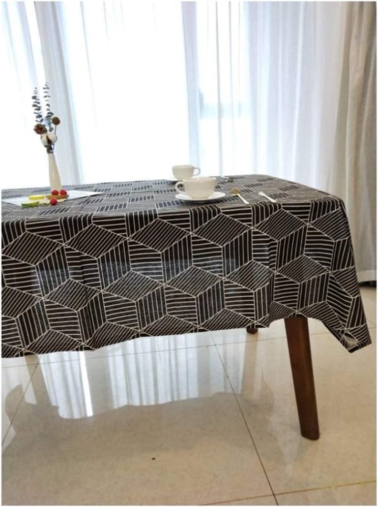 テーブルクロス 時刻表覆いかぶせる ちゃぶ台覆いかぶせる 黒いこと リネン 綿麻 テーブルクロス 北欧風 正六面体 矩形 四角四面 140*220 かざり付ける 幾何学学 エスニック 抗菌製作 耐久性 水洗いする 北欧 ルーラル地域風 滑