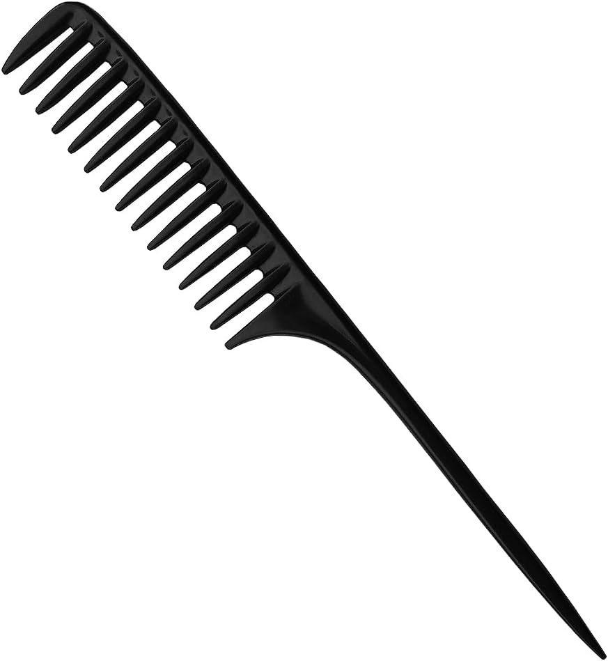 コーム 櫛 メンズ くし テールコーム 男女兼用 トリートメントコーム バーバー床屋と家庭用 ヘアコーム（ブラック）