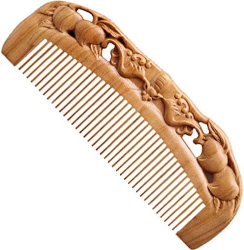 くし ヘアブラシ くし ブラッシングブラシ 櫛 つげ クシ 桃木製 つげ クシ 櫛 木製ヘアブラシ静電気防止 天然桃木製 彫り込み15cm 1福平安柄 6,306円