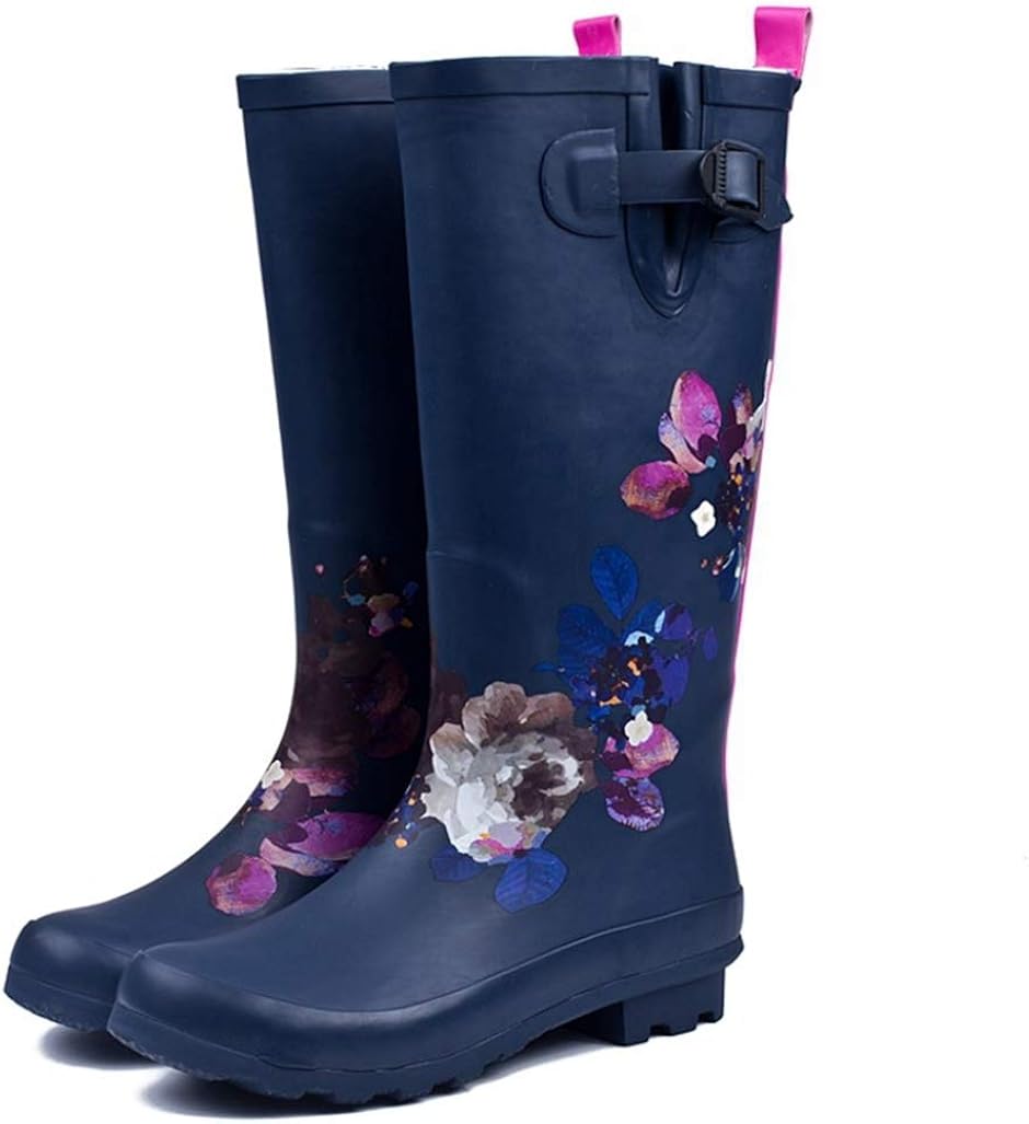 エンジニアブーツレインブーツ 防水 撥水 長靴 22.5cm 26cm 雪 スノーブーツ ベルト 花柄 ヒール 靴 ジュニア シューズ 歩きやすい 疲れにくい フラット ぺたんこ 大きいサイズレディー