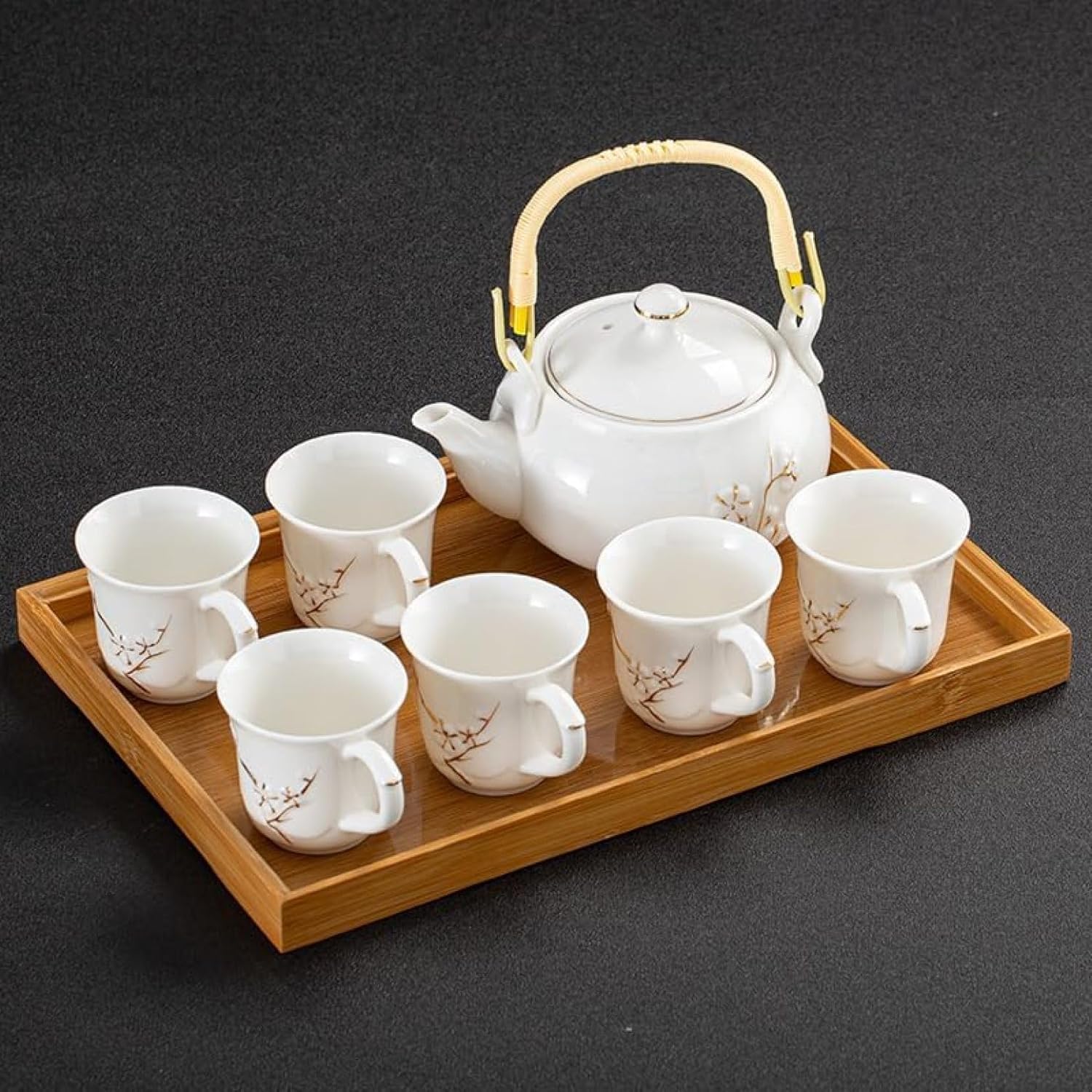茶器セット 8点セット 和風 クラシック磁器茶具 湯呑み 茶托 茶器セット ティーポット 土瓶 茶こし付 茶碗 茶器揃 おしゃれ プレゼント 茶道 自宅用｜Libre777