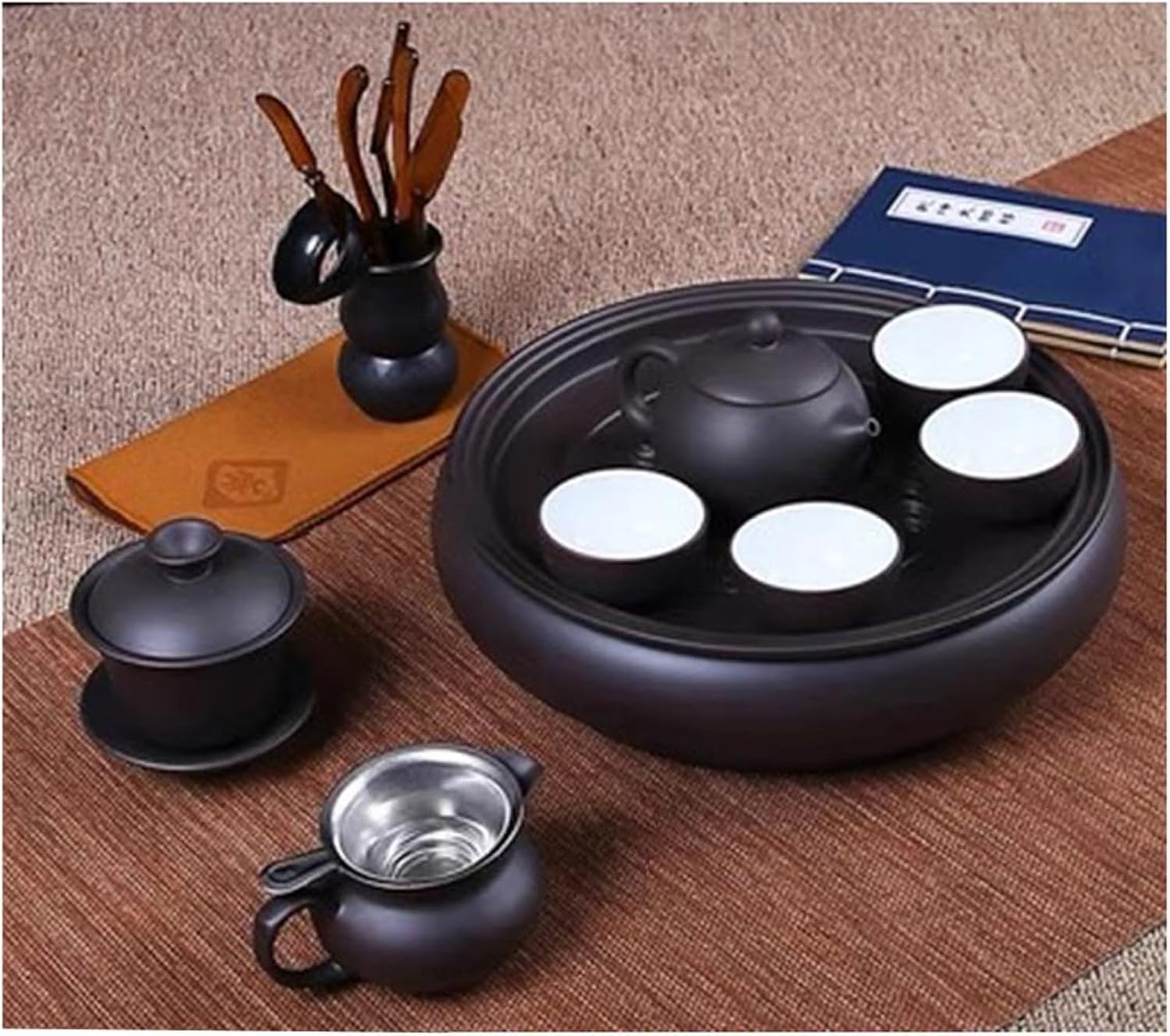 紫砂 茶器 ティーセット 茶具仕かける陶磁茶器 茶皿 番茶器仕かけるかわき切る 急須 湯呑み仕かける 茶器揃な 和風 黒いこと+白いこと コーヒー・お茶用品-中国茶器