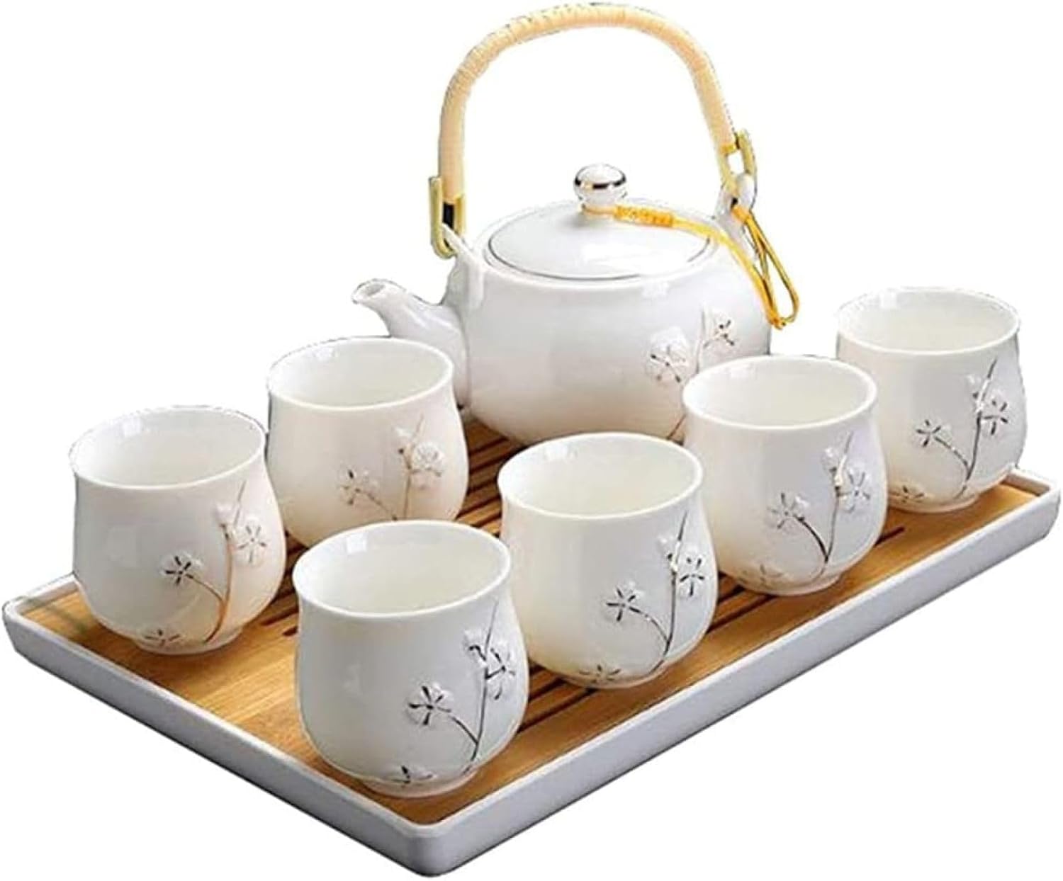 茶器セット 急須 湯呑み 茶托 ティーポット 磁器茶具 茶碗 ティーカップ 陶磁 茶器揃 ティー用品 自宅用 8点セット｜Libre777
