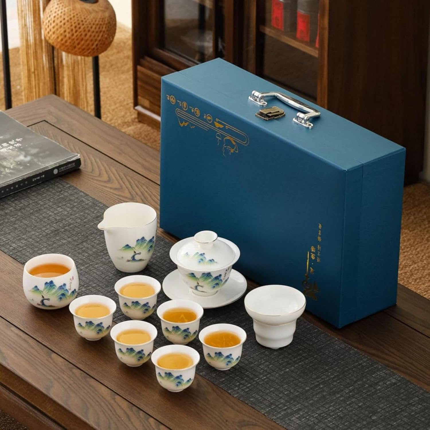 茶器仕かける 中国茶器仕かける 急須仕かける ティーセット 瀬戸もの 旅するティーセット 茶器 茶具 湯呑み仕かける 持っていく急須 水飲み 格好のいい 緑茶 お出かけ用 通い 芸術茶 納める御徒面子付き添い人 旅する 和風 軽さ 茶道具・湯呑・急須-中国茶器