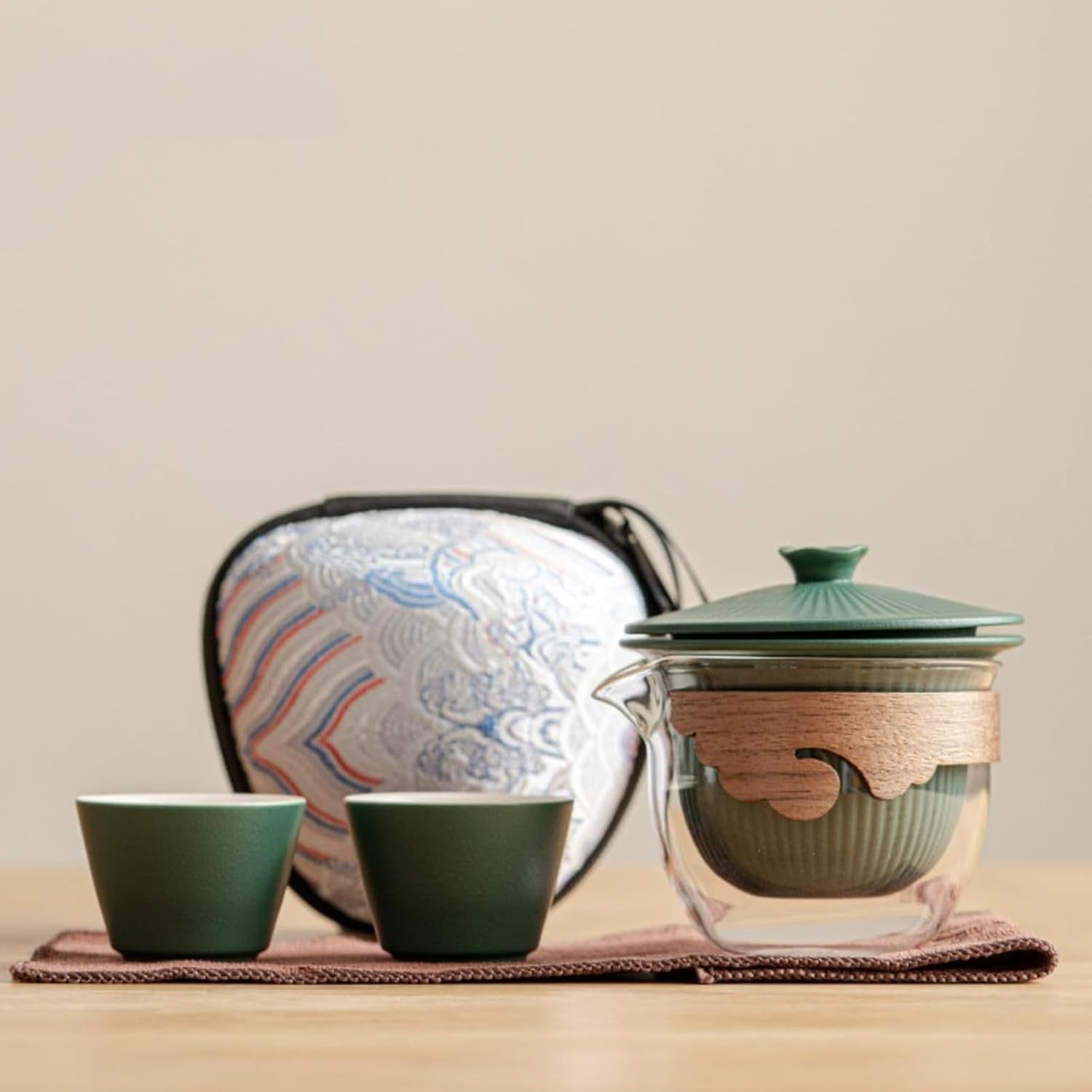 茶器茶皿 茶器セット 中国式茶器セット クリエイティブ茶 中国風 携帯 旅行 茶器 速客 耐熱 ガラス セラミックス 海外旅行 便利グッズ 携帯 急須 茶器 通勤 旅行 登山 一?二杯 便捷包|Libre777