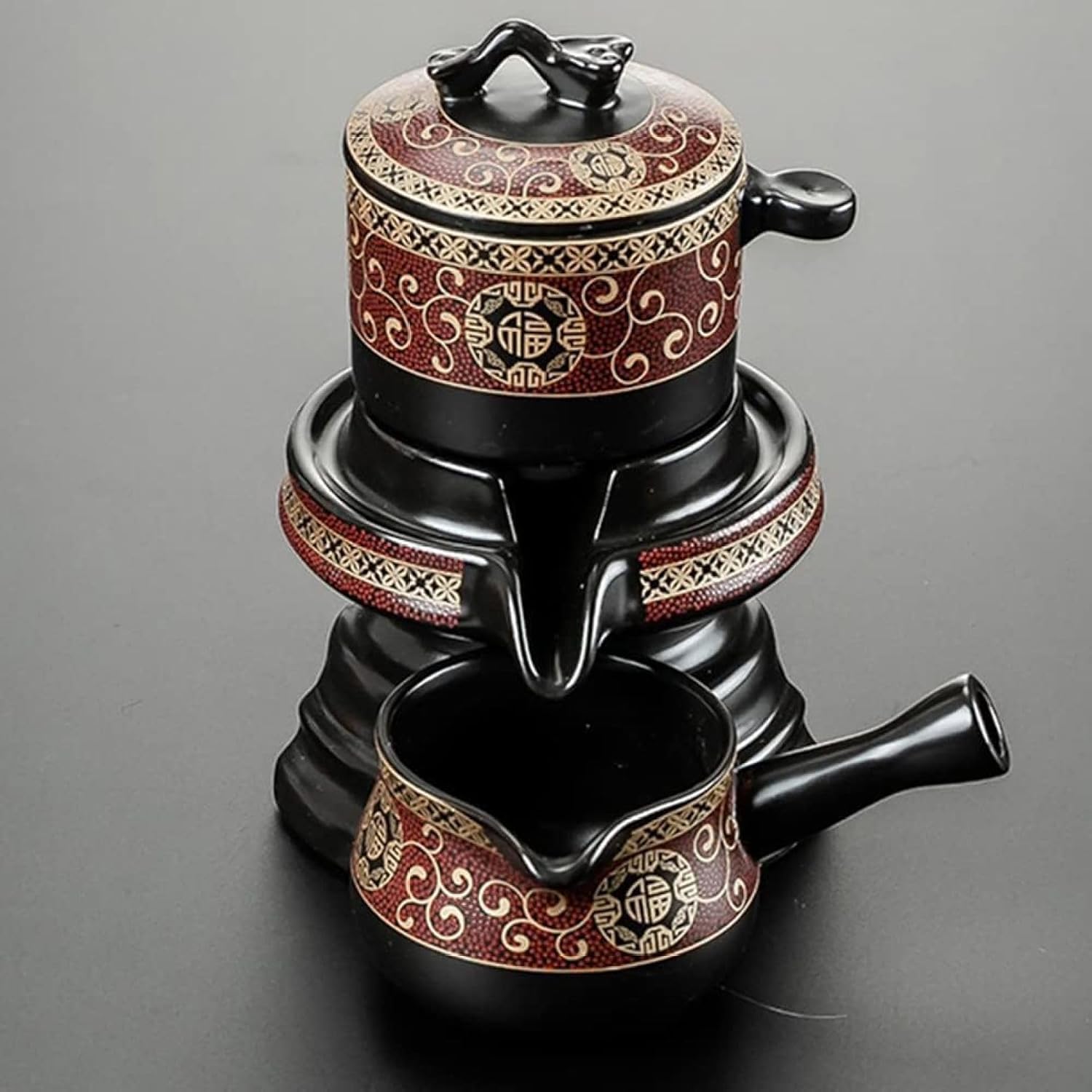急須ティーセット 湯呑みセット茶道具 茶器セット 急須ポット 旅行茶具 中国茶道具 自動レイジーティーセット 業務用 飲食店 お店用 ティーパーティに大活躍 ティーポット 茶器揃 陶磁茶具セット 茶器｜Libre777