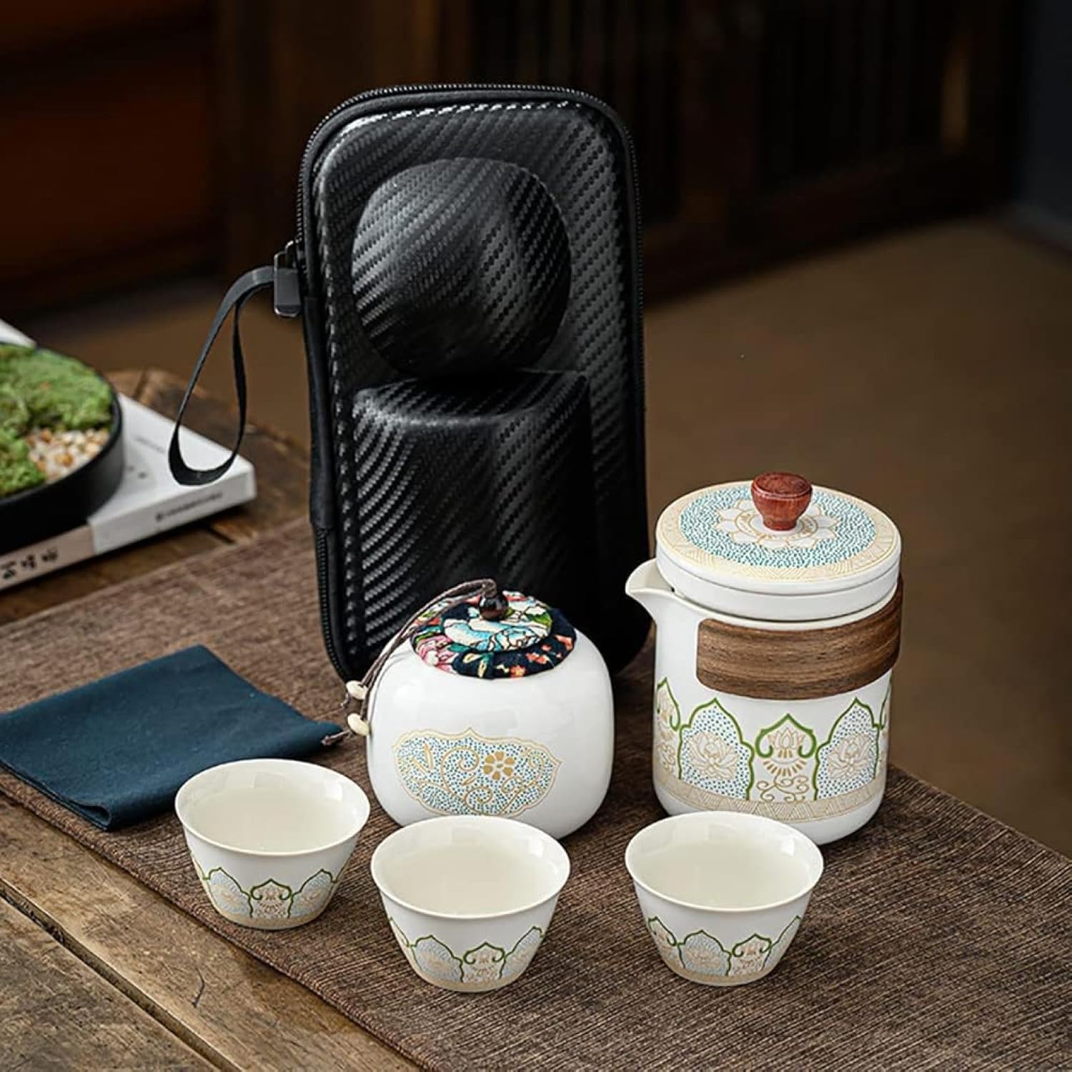番茶器仕かける マルチ ティーセット 陶磁茶具仕かける 瀬戸もの ティーポットティーカップ 急須 湯呑み仕かける 旅する お出かけ用 納める御徒面子付き添い人 和風急須 茶道具・湯呑・急須-コーヒー・お茶用品-キッチン用品・食器・調理器具