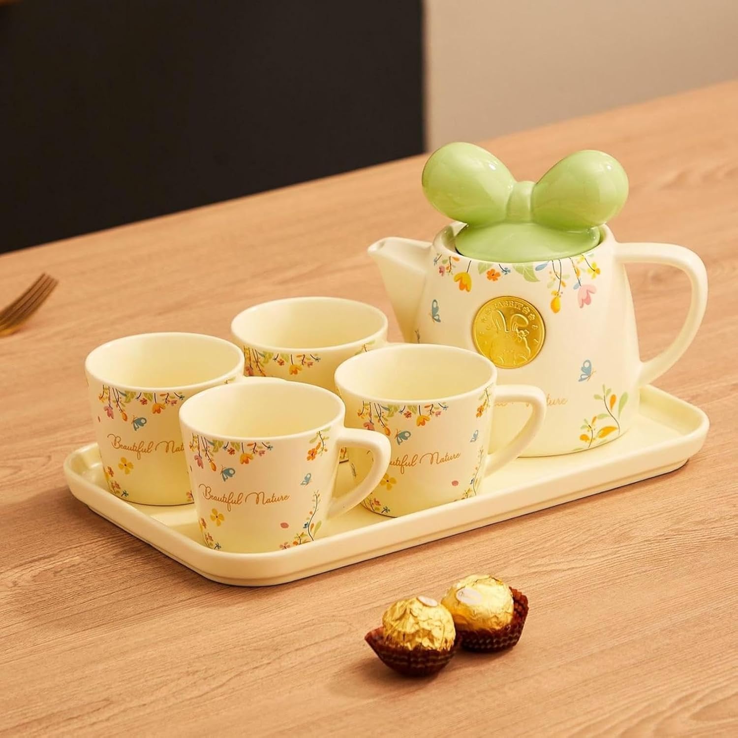 急須 湯呑み 茶器 セット 陶器ティーポット 陶器コップ 耐熱 職人手作 可愛い セラミック 磁器ティーカップセット 紅茶 花茶 コーヒー 料亭 飲食店 誕生日 ピンク アフェ お祝い ギフト 旅館|Libre777