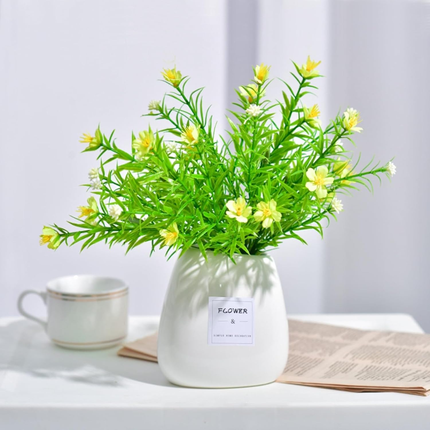 観葉植物 卓上 カスミ草 花瓶付き フェイクグリーン 本物そっくり 枯れない 世話不要 人工樹木 造花 インテリア オフィス 店舗 装飾 リビング/玄関/洗面台/寝室用 鉢植え お見舞い 贈り物 プレ