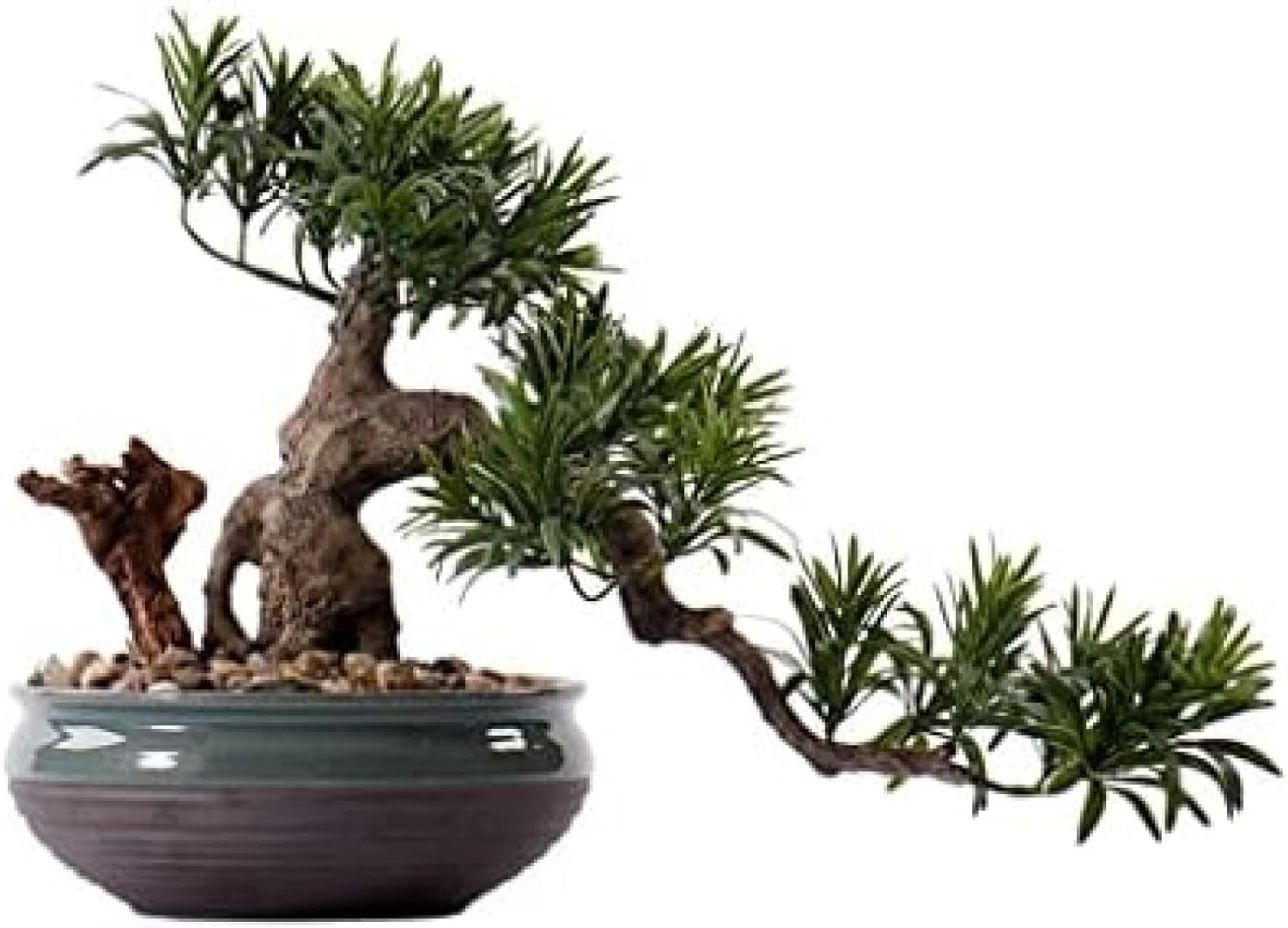 人工樹木 人工盆栽の木17インチの鉢植えの植物の偽の木の鍋の装飾品、自宅のオフィスの机の装飾のための盆栽の植物 人工観葉植物