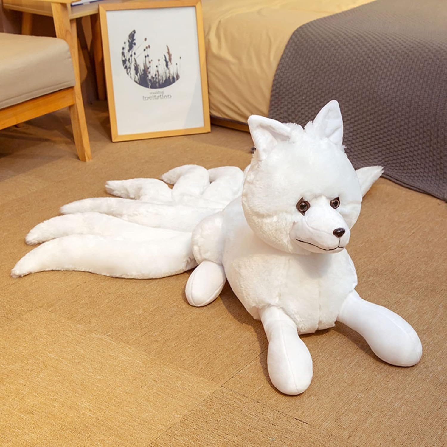 ぬいぐるみ 九尾 狐 抱き枕 125*56cm クッション 可愛い 縫い包み 寝添い 動物 狐縫いぐるみ プレゼント ギフト 贈り物 誕生日 店飾り
