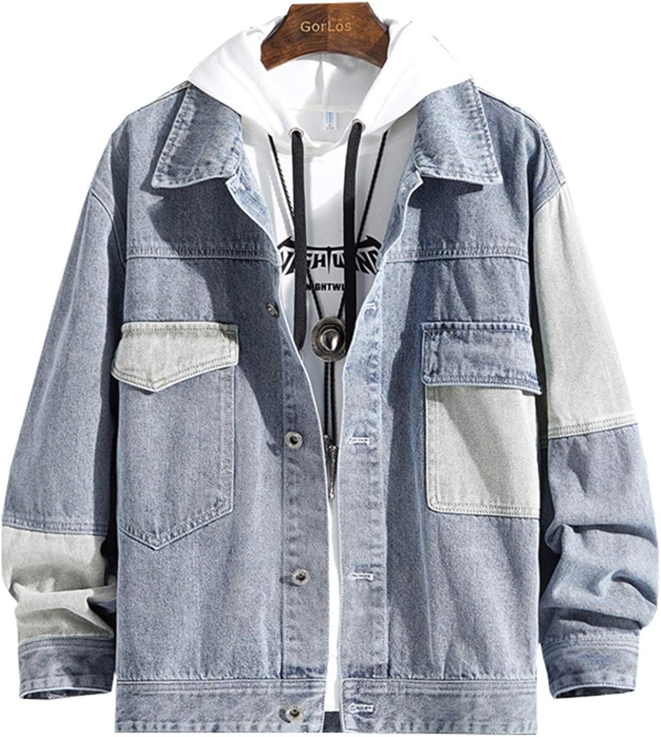 -3XL デニムジャケット ジャン メンズ 春秋 防風 防寒 大きいサイズ ゆったり ストレッチ ジージャン 合わせやすい カジュアル 通勤 通学 お出かけ おしゃれ スプライス ブラック/ブルー 14,974円