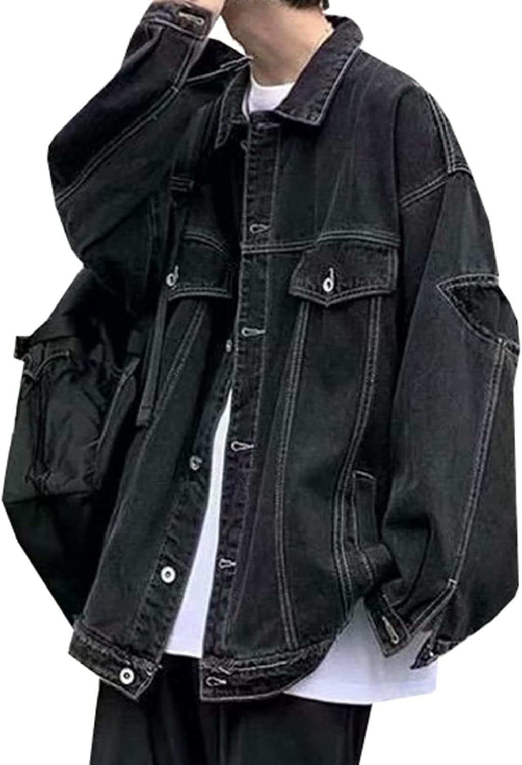 -2XL ジーンズ上衣 メンズ 烏兎 防風 防寒 心地好い お出かけ 通い 通学 ジャン カッコイイ 着回し ゆったり 馬鹿でかい大きさ  ジージャン 今めかしい 不都合製作 青み 黒いこと