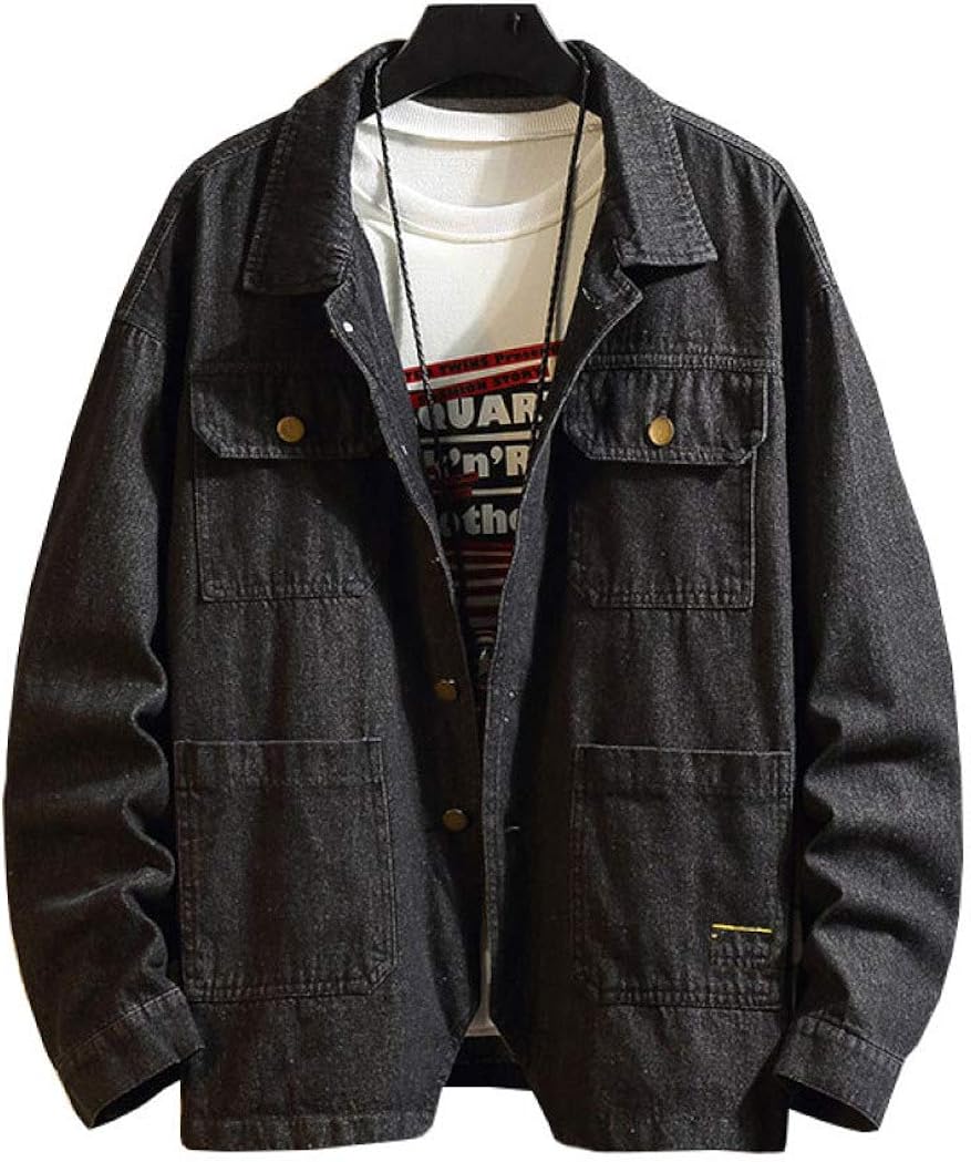 メンズ ジャン デニム 春秋 M-5XL 大きいサイズ 開襟 ゆったり ジャケット 長袖 ストレッチ おしゃれ カジュアル カッコイイ 普段着 快適 防風 防寒 無地 ブルー ブラック