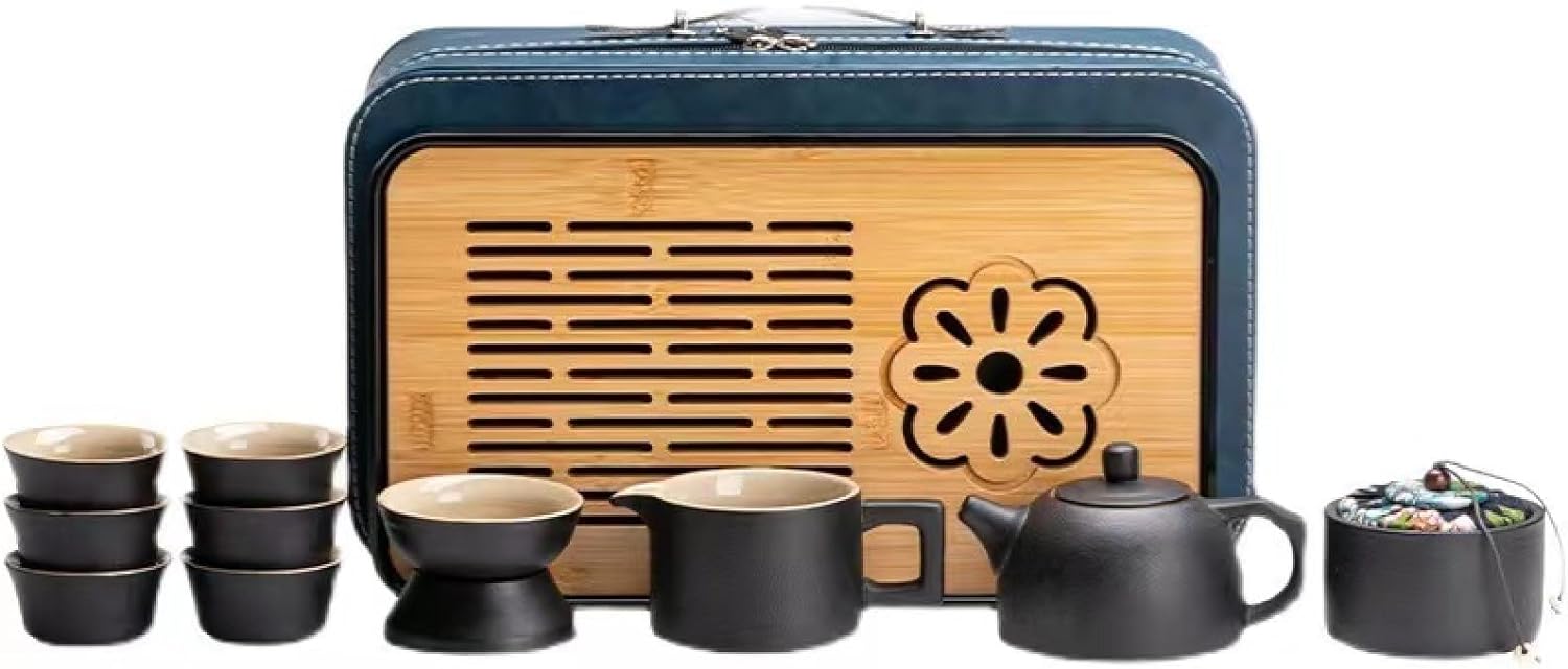 茶器セット ティーセット 陶器 湯呑み 和風急須 11個セット 携帯式 軽量 ティーポット&カップセット 旅行用 お出かけ用 自宅用 親子用 贈り物にも 高級 おしゃれ ギフト包装 キャリングケース付｜Libre777