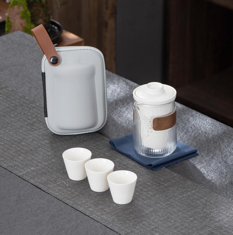 中国 磁茶器 ガラス 茶の入れ 湯飲み 急須 屋外旅行用 ラベル用茶器セット 超コンパクト収納 アウトドアで美味しいお茶を簡単に 旅行/お出かけ用 中国茶/日本茶/紅茶 ピクニック キャンプ 登山 茶|Libre777