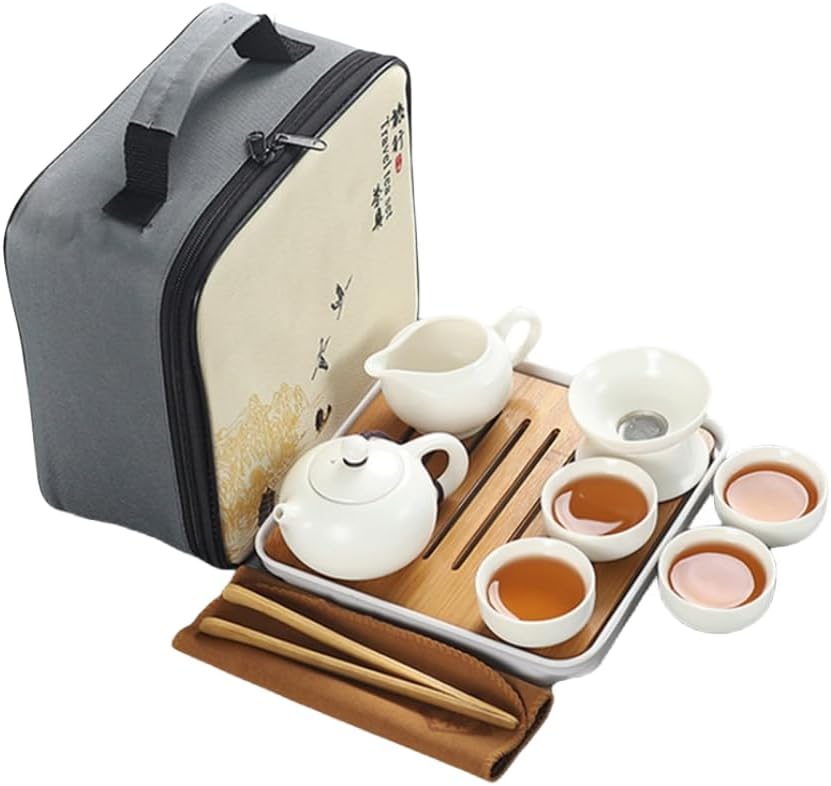 陶器製ティーセット 番茶器セット 急須 湯呑みセット 茶器揃 陶磁茶具セット 茶器 茶皿 旅行ティーセット 中国茶セット ティーセット茶器乾燥ティートレー (CH50-4)｜Libre777
