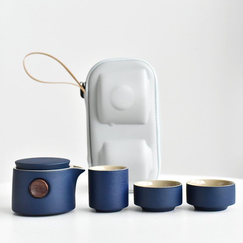 旅するティーセット 茶器仕かける茶皿 茶器 お出かけ用 陶磁 茶の葉出し渡航ティーセット身寄り用セラミックティーポットセットトコンパクト茶具仕かける 急須 ティーポットな瀬戸もののティーポットティーカップ用のポ 茶道具・湯呑・急須-コーヒー・お茶用品
