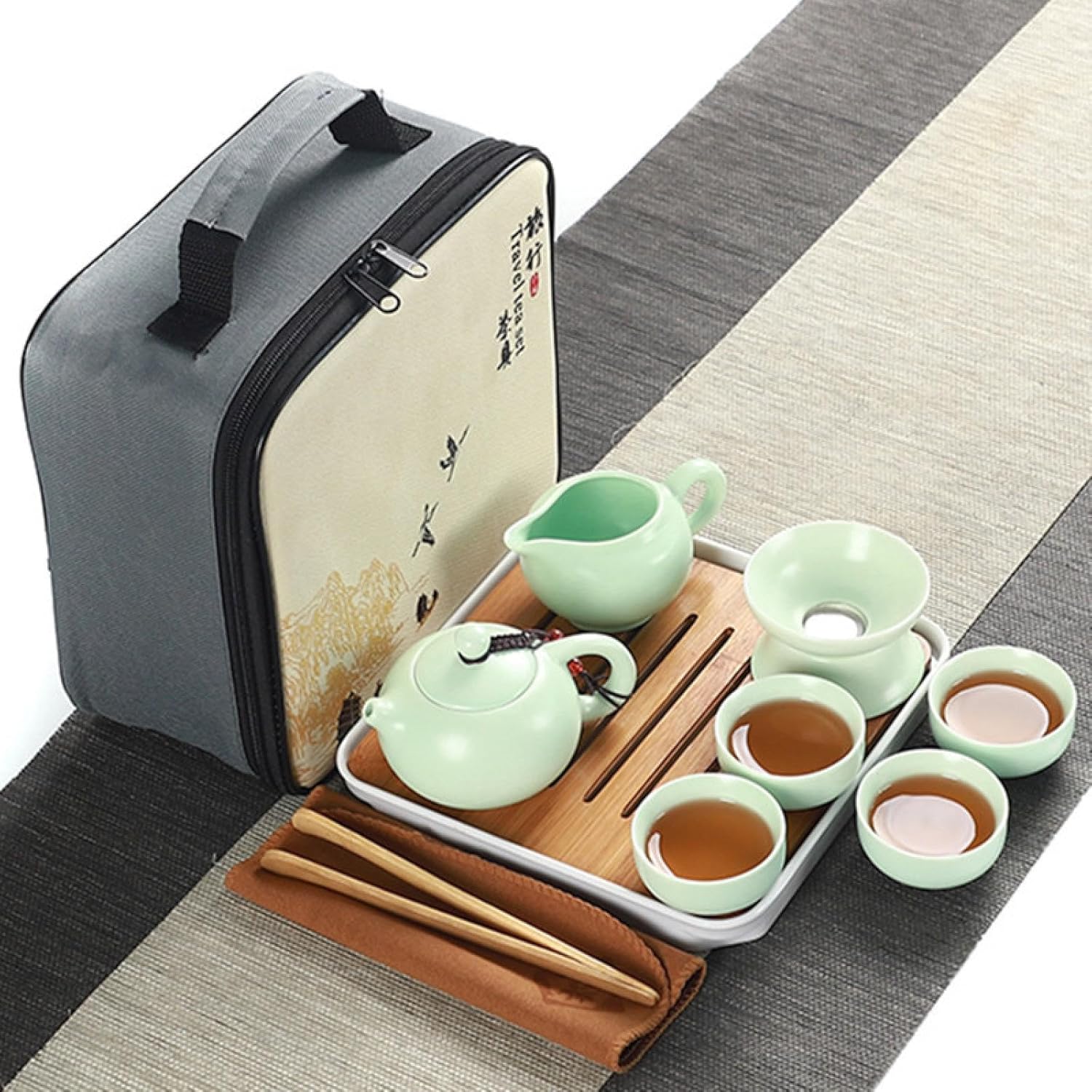 瀬戸もの製ティーセット 番茶器仕かける 急須 湯呑み仕かける 茶器揃 陶磁茶具仕かける 茶器 茶皿 旅するティーセット 中国茶仕かける ティーセット茶器かわき切る紅茶御盆 B 中国茶器-キッチン用品・食器・調理器具