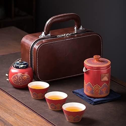 茶器セット 旅行ティーセット 和風 携帯急須 湯呑み セット 陶磁 茶具セット 番茶器セット 茶器揃 保存容器 ティーポットセット 収納バッグ付き 茶道道具 贈物 和風 携帯式 軽量 通勤 お出かけ用|Libre777