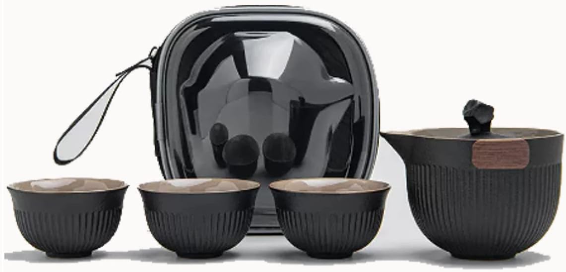 陶器製ティーセット 番茶器セット 茶道具 トラベルボックスポータブルティーポットセットトラベルティーセット カンフーティーセット セラミックティーポット屋外旅行ミニポータブル陶磁器茶器中国茶セットアウ｜Libre777