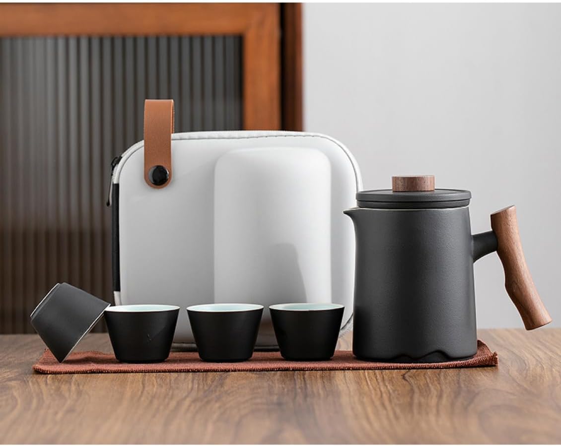 茶器セット 急須 湯呑 セット カラー4 旅行ティーセット 携帯用 旅行 収納バッグ付き 茶道 茶碗 茶道セット A 創作茶器 茶具ティーポットティーポット 耐熱 陶器 海外旅行 便利グッズ 旅行 登|Libre777