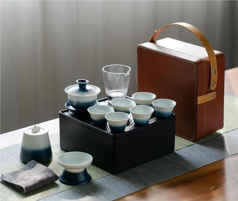 茶具セット 急須 茶器揃 陶磁茶具セット 携帯用 旅行ティーセット 中国茶器セット 茶器揃 茶皿 耐熱 茶の入れ お茶出し 紅茶 麦茶 中国茶 台湾茶 軽量 携帯式 シンプル お出かけ用 贈り物 ギフ|Libre777