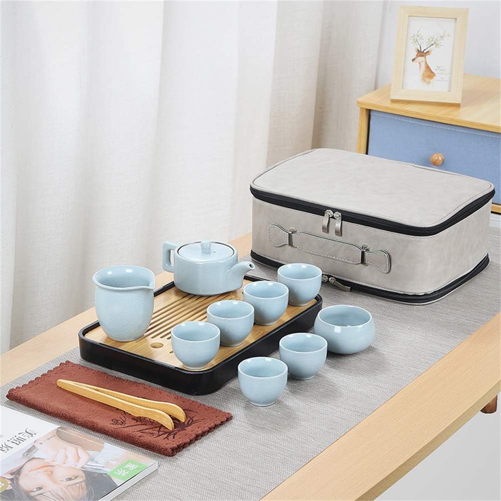 ティーセット 旅する茶具 茶器 急須 茶器揃 陶磁茶具仕かける 湯呑み仕かける 茶托 差し上げ物 9点仕かける 中国茶器-茶道具・湯呑・急須