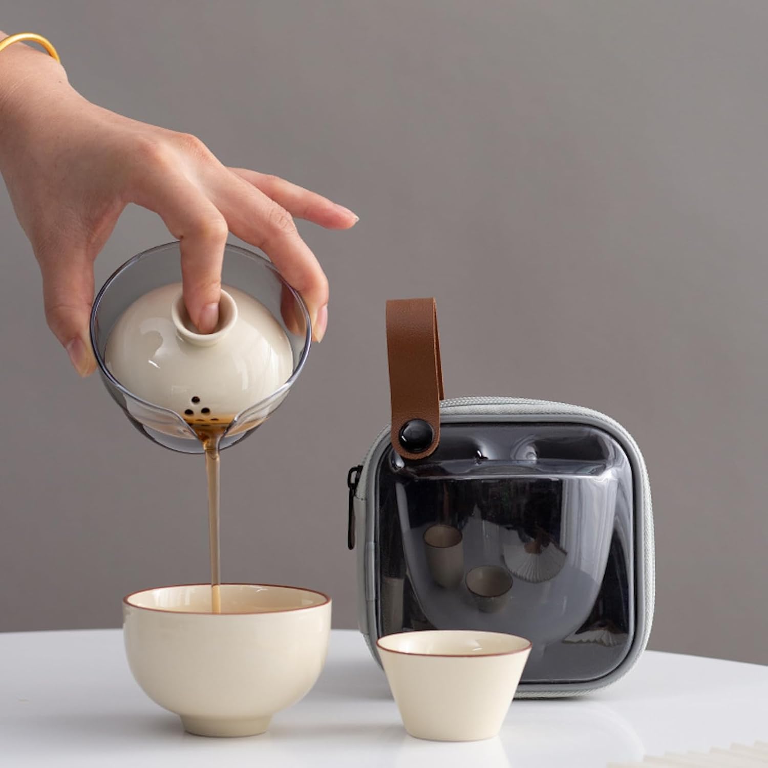 中国茶器セット 茶器 茶具 磁器 湯呑み 急須 セット 携帯 台湾茶器 旅行ティーセット 茶の入れ 携帯用茶具 車載旅行茶器セット 収納バッグ付き 初心者 おしゃれ 軽量 お出かけ用 旅行 お手入れも｜Libre777